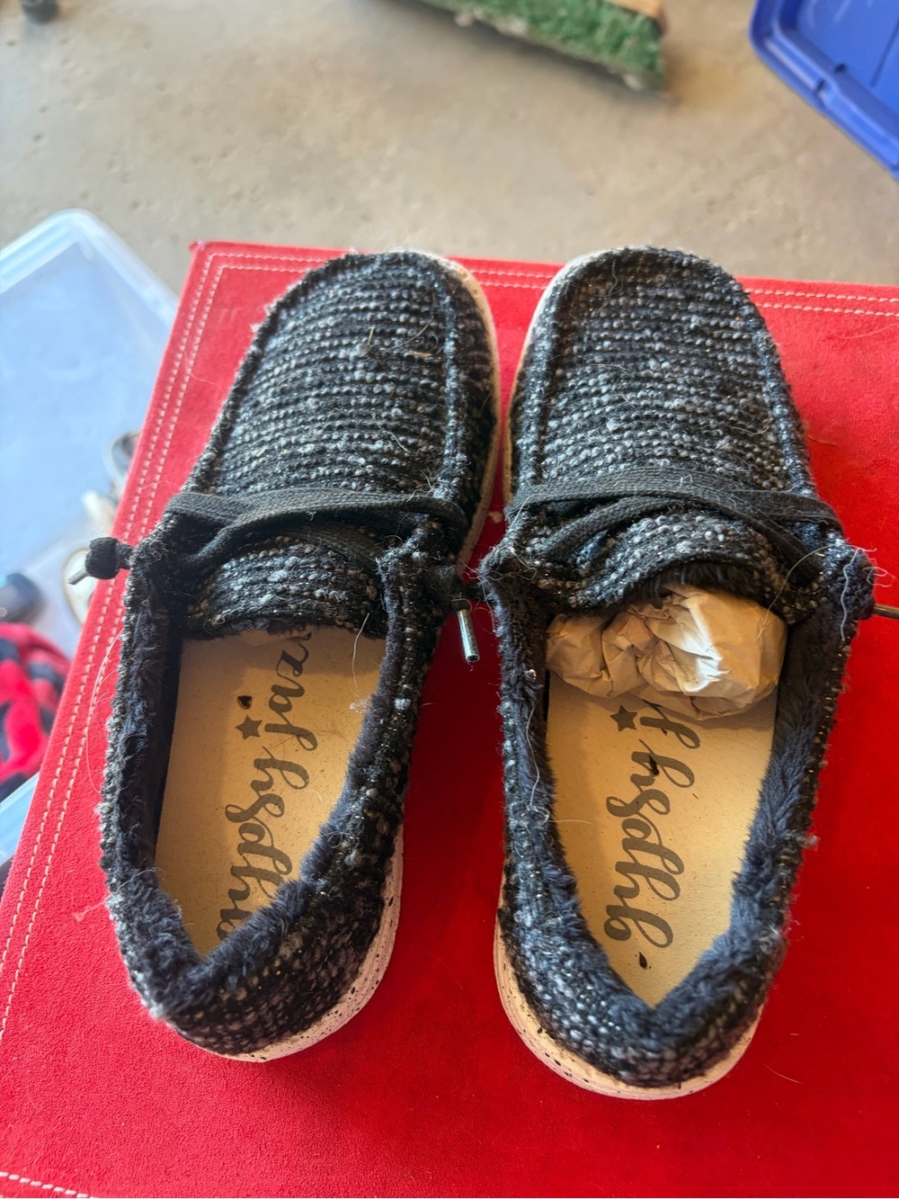 Black Slip-On Casual Shoes with Textile Knit Upper